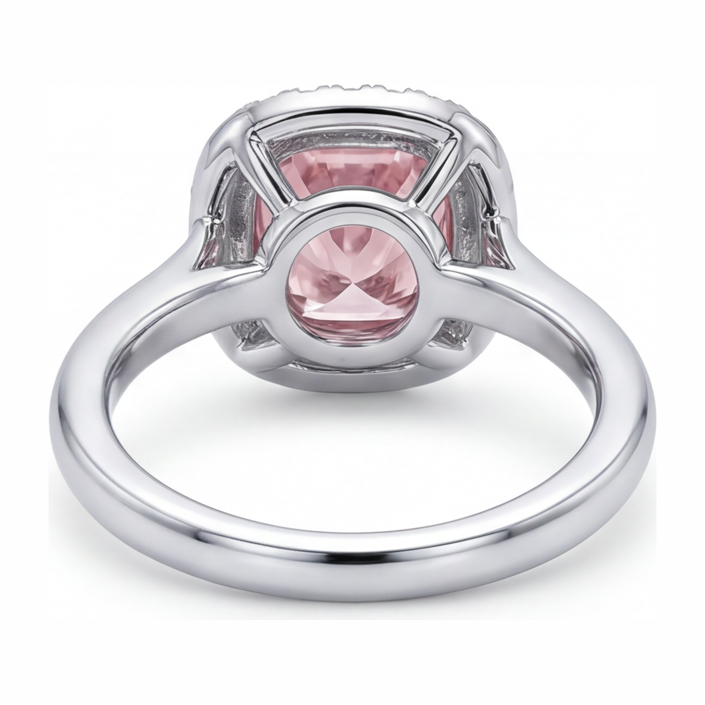 Pink Diamond Ring 2.75 Carat Lab Grown Cushion Halo 14K White Gold