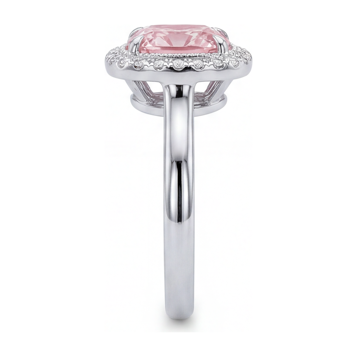 Pink Diamond Ring 2.75 Carat Lab Grown Cushion Halo 14K White Gold