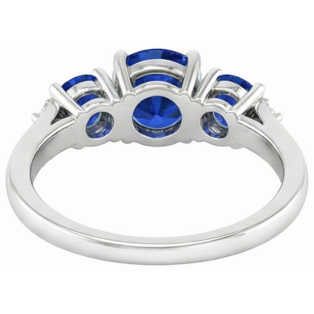 2.76 Ct Ceylon Sapphire Round Natural Earth Mined Diamond ( Not Lab Grown ) Ring White Gold 14K
