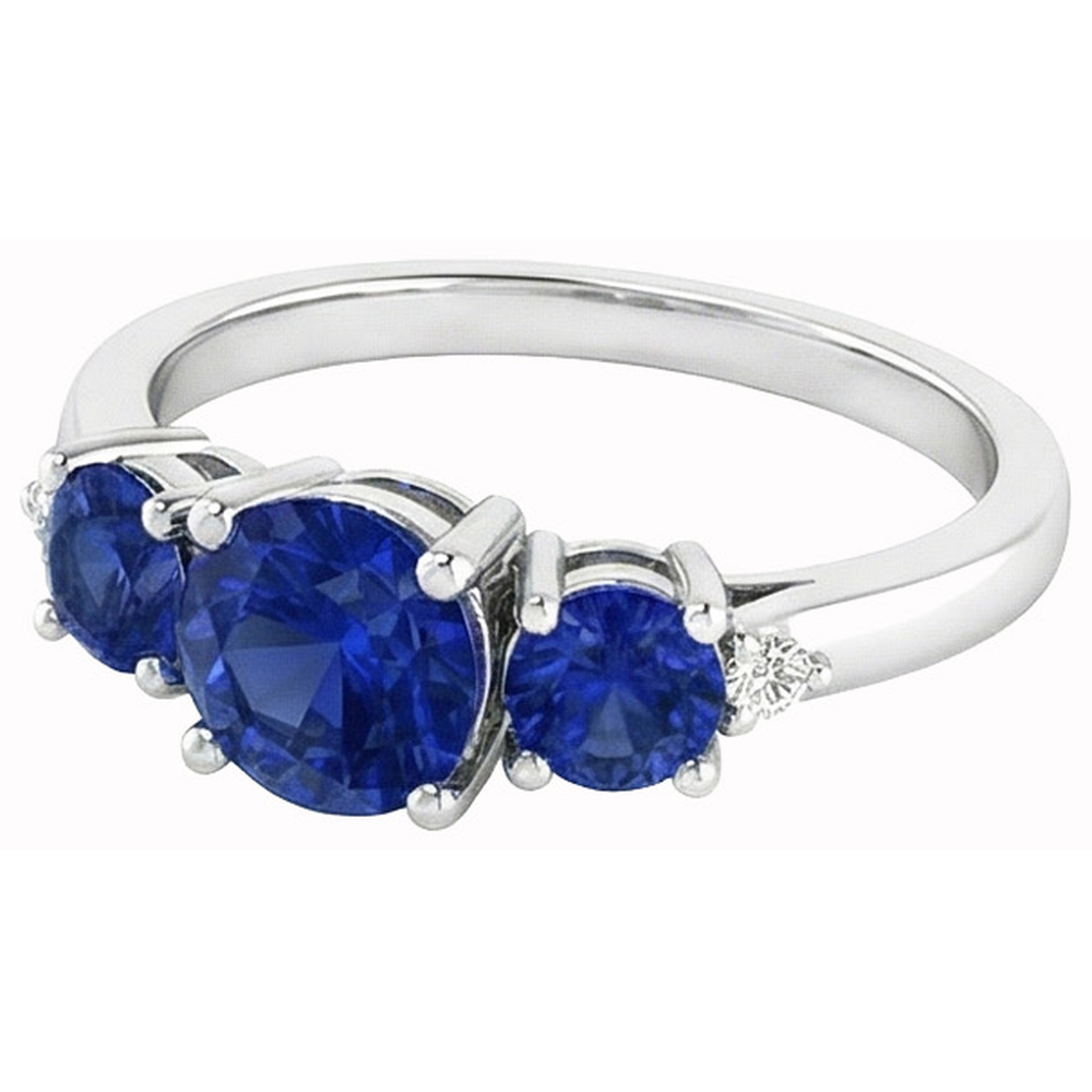 2.76 Ct Ceylon Sapphire Round Natural Earth Mined Diamond ( Not Lab Grown ) Ring White Gold 14K