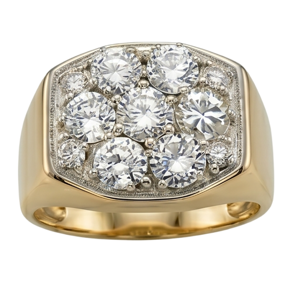 2.80 Carats Round Natural Earth Mined Diamond ( Not Lab Grown ) s Men’s Engagement Ring Two Tone Gold 14K