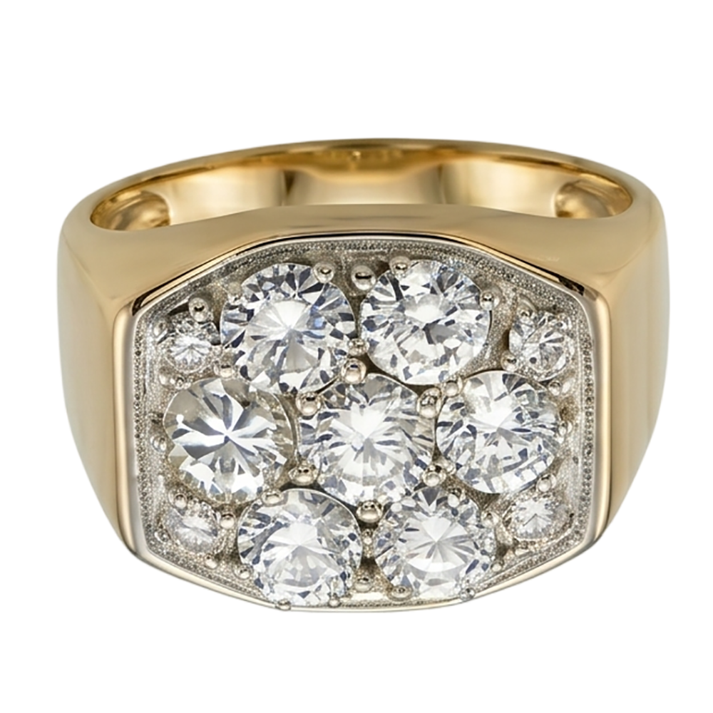 2.80 Carats Round Natural Earth Mined Diamond ( Not Lab Grown ) s Men’s Engagement Ring Two Tone Gold 14K