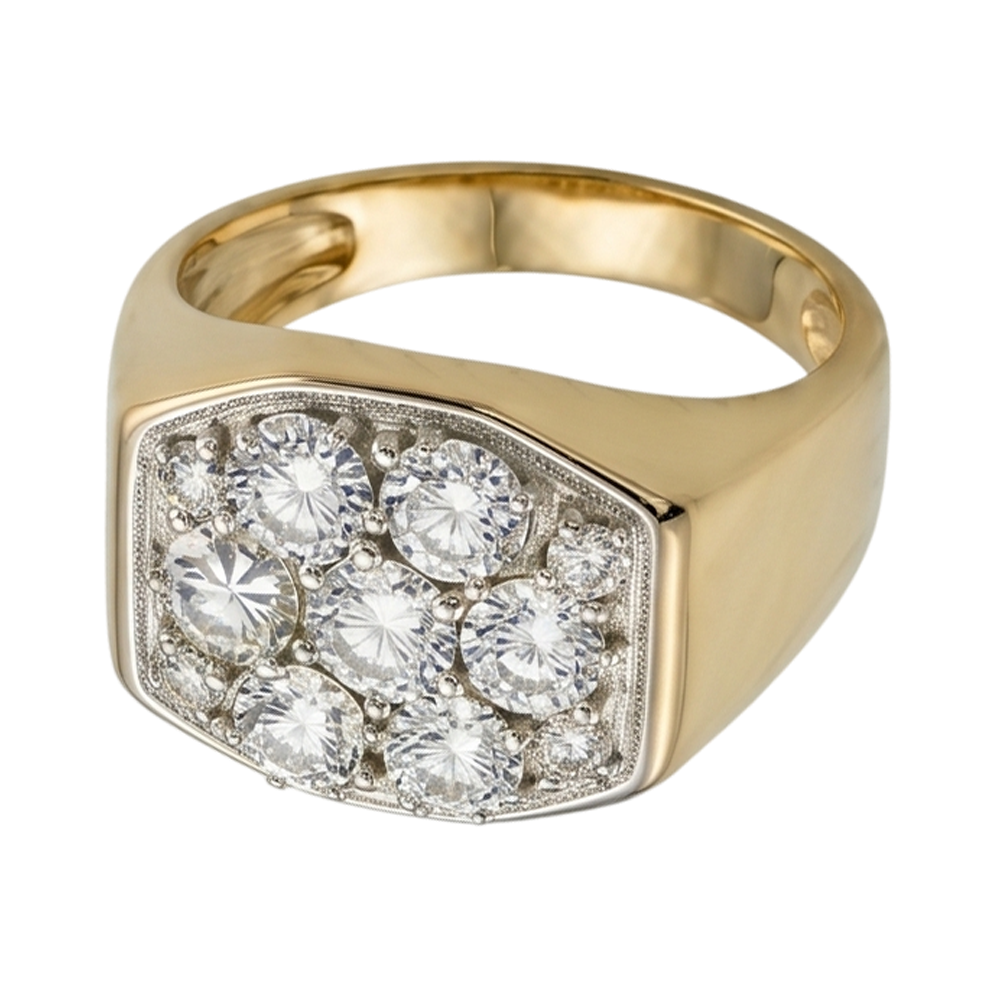 2.80 Carats Round Natural Earth Mined Diamond ( Not Lab Grown ) s Men’s Engagement Ring Two Tone Gold 14K