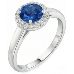 2.80 Ct Solitaire With Accents Ceylon Sapphire Natural Earth Mined Diamond ( Not Lab Grown ) s Ring WG 14K