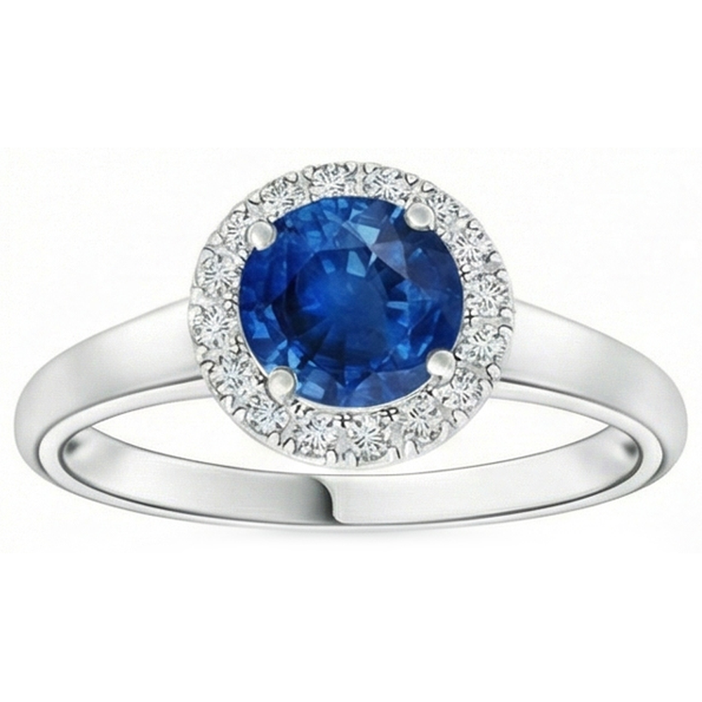 2.80 Ct Solitaire With Accents Ceylon Sapphire Natural Earth Mined Diamond ( Not Lab Grown ) s Ring WG 14K
