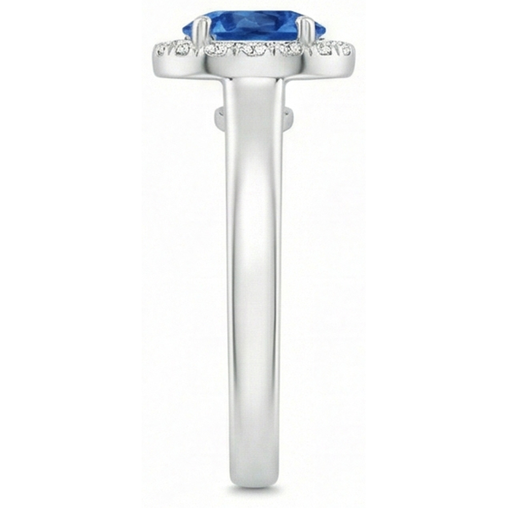 2.80 Ct Solitaire With Accents Ceylon Sapphire Natural Earth Mined Diamond ( Not Lab Grown ) s Ring WG 14K
