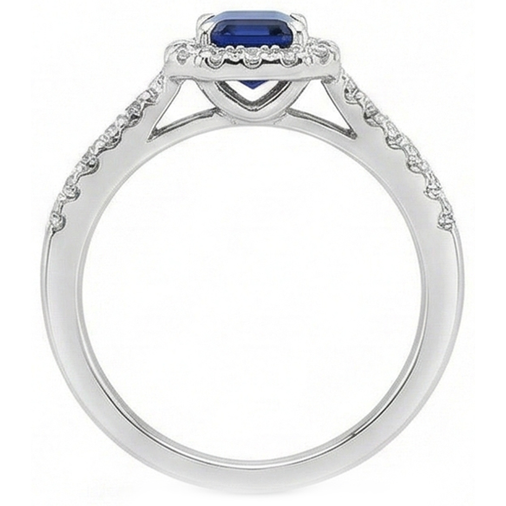 2.85 Carats Blue Sapphire And Natural Earth Mined Diamond ( Not Lab Grown ) s Ring Prong Set 14K White Gold