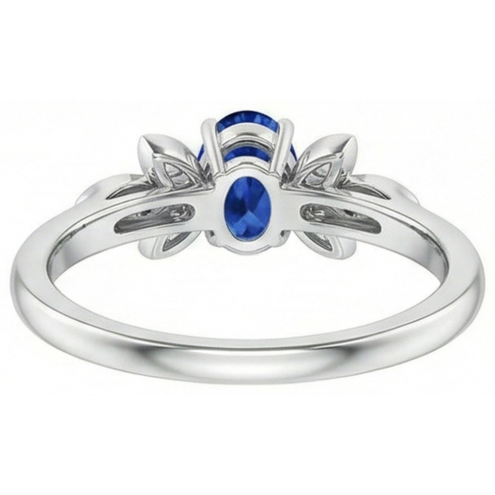 2.85 Carats Ceylon Blue Sapphire And Natural Earth Mined Diamond ( Not Lab Grown ) s Ring White Gold 14K