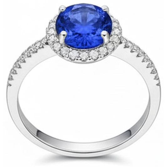 natural round sapphire 2.85ct ring side angle