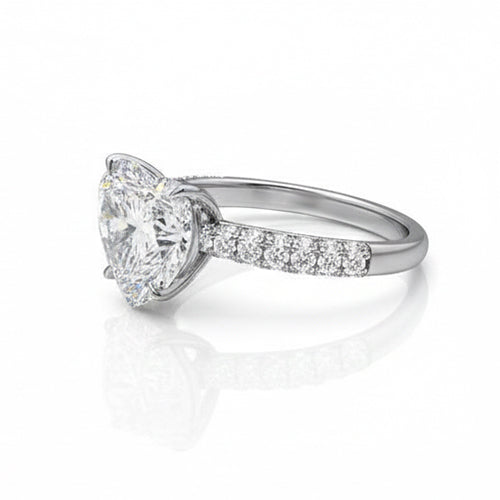 natural round diamond 2.85ct ring side angle