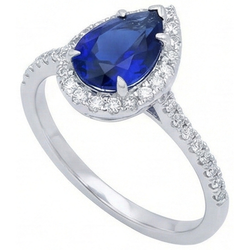 2.88 Carats Pear Cut Sri Lanka Blue Sapphire Natural Earth Mined Diamond ( Not Lab Grown ) Anniversary Ring