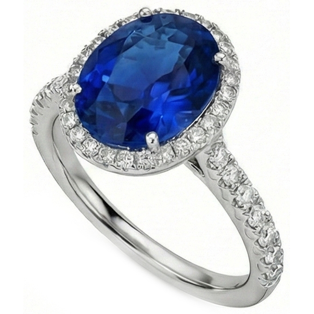 natural round sapphire 2.90ct ring top view