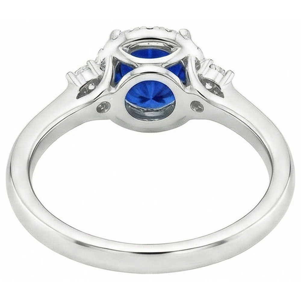 2.90 Ct Solitaire With Accents Ceylon Blue Sapphire Natural Earth Mined Diamond ( Not Lab Grown ) s Ring