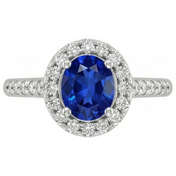 2.90 Ct Sri Lanka Blue Sapphire With Natural Earth Mined Diamond ( Not Lab Grown )  Ring White Gold 14K