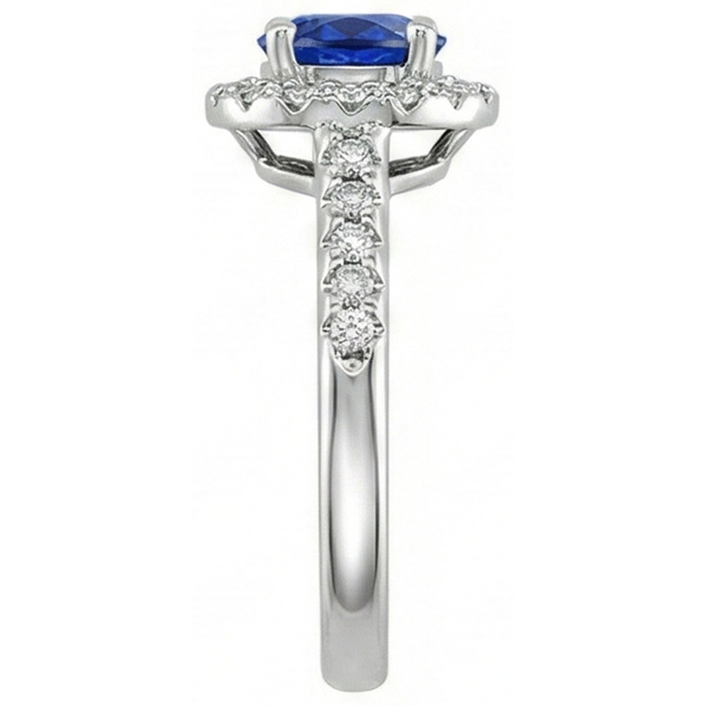 2.90 Ct Sri Lanka Blue Sapphire With Natural Earth Mined Diamond ( Not Lab Grown )  Ring White Gold 14K
