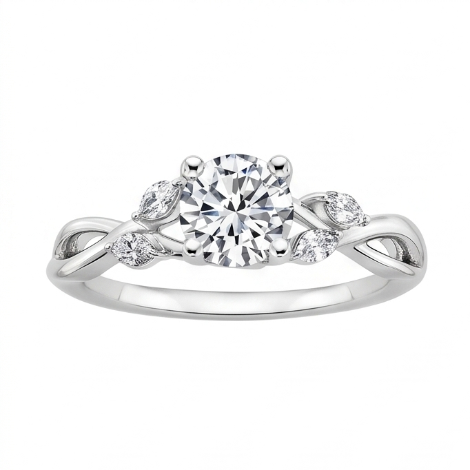 2.94 Carats Real Round And Marquise Cut Natural Earth Mined Diamond ( Not Lab Grown )s Anniversary Ring White Gold
