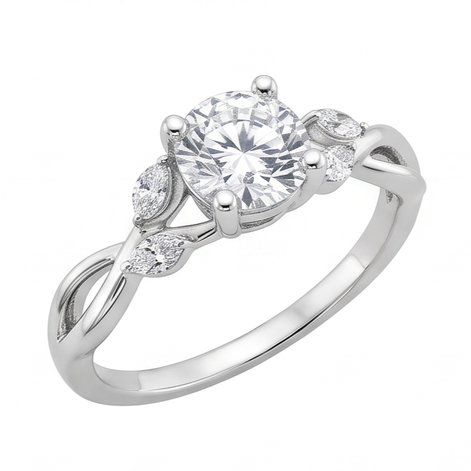 2.94 Carats Real Round And Marquise Cut Natural Earth Mined Diamond ( Not Lab Grown )s Anniversary Ring White Gold
