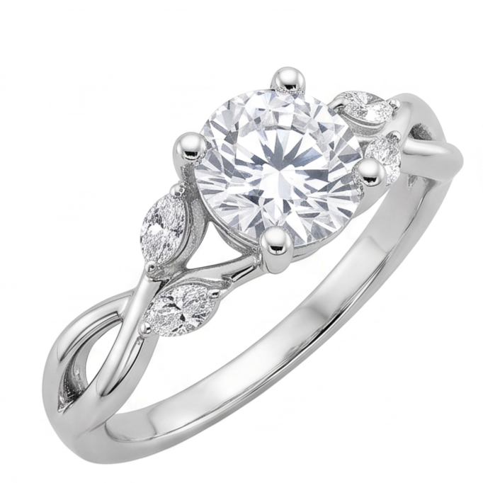 2.94 Carats Real Round And Marquise Cut Natural Earth Mined Diamond ( Not Lab Grown )s Anniversary Ring White Gold