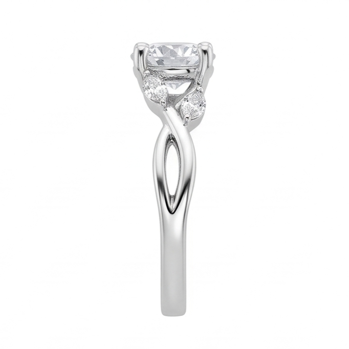 2.94 Carats Real Round And Marquise Cut Natural Earth Mined Diamond ( Not Lab Grown )s Anniversary Ring White Gold