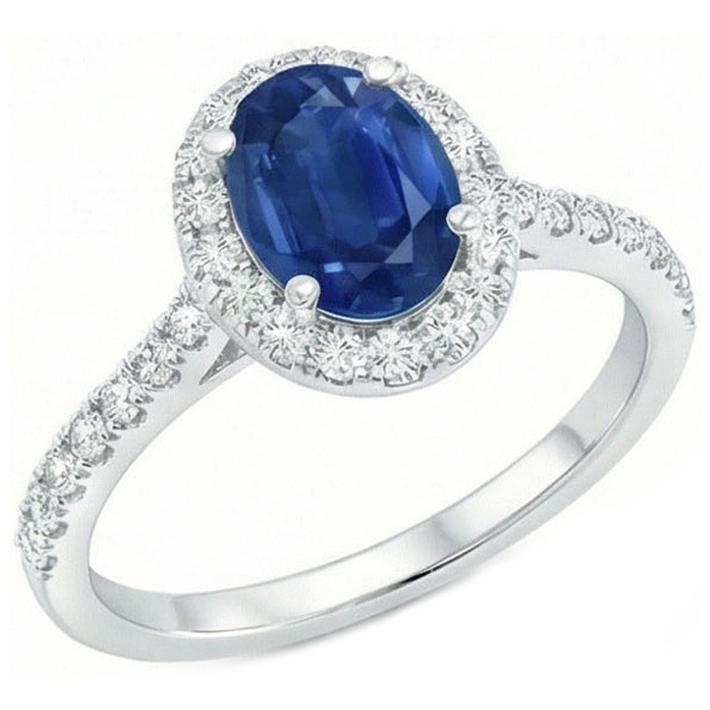 2 Carat Blue Sapphire Natural Earth Mined Diamond ( Not Lab Grown ) Ring