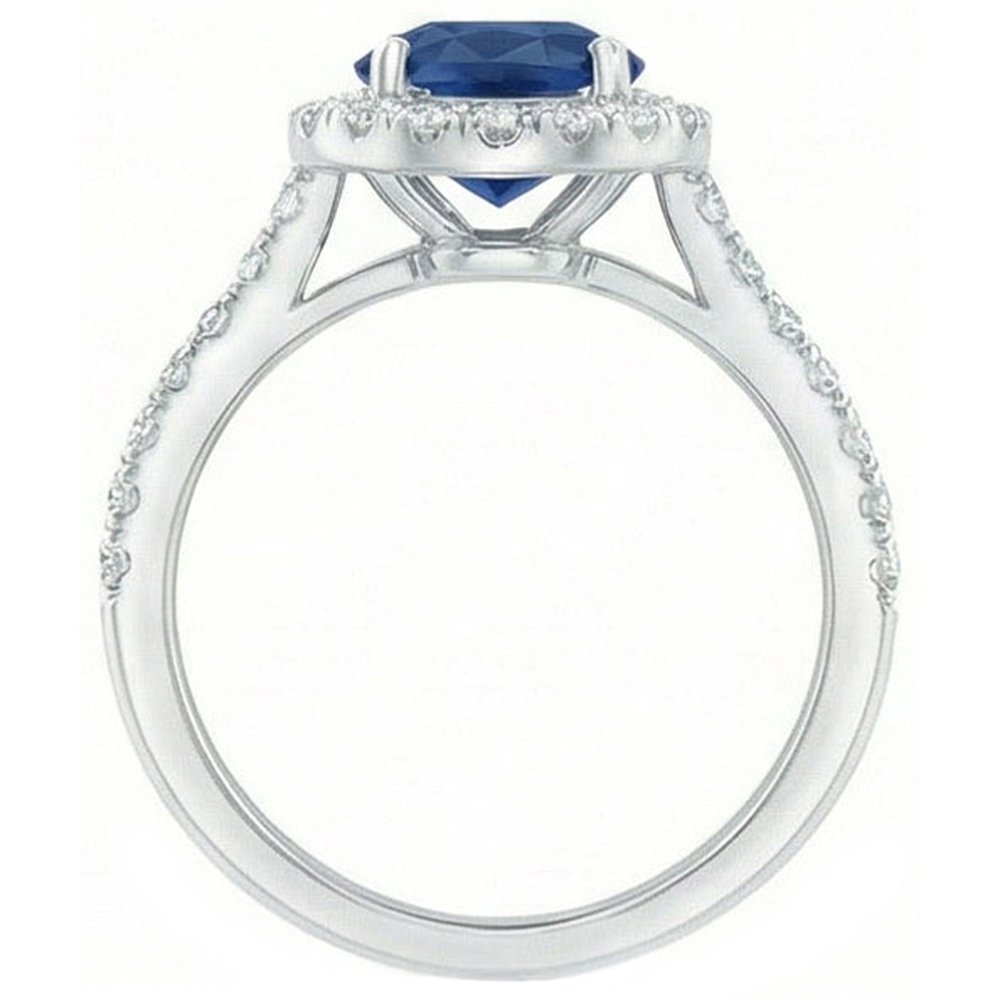 2 Carat Blue Sapphire Natural Earth Mined Diamond ( Not Lab Grown ) Ring