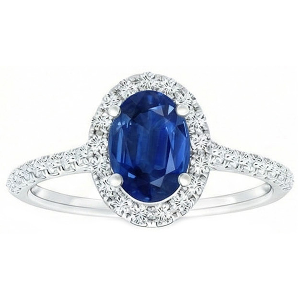 2 Carat Blue Sapphire Natural Earth Mined Diamond ( Not Lab Grown ) Ring