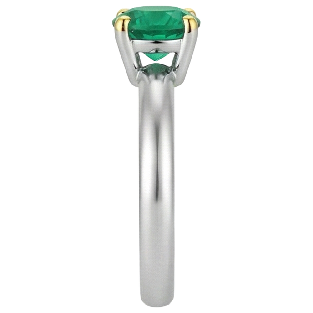 Gemstone Ring 14 Karat Two Tone Gold with Colombian Emerald – profile view