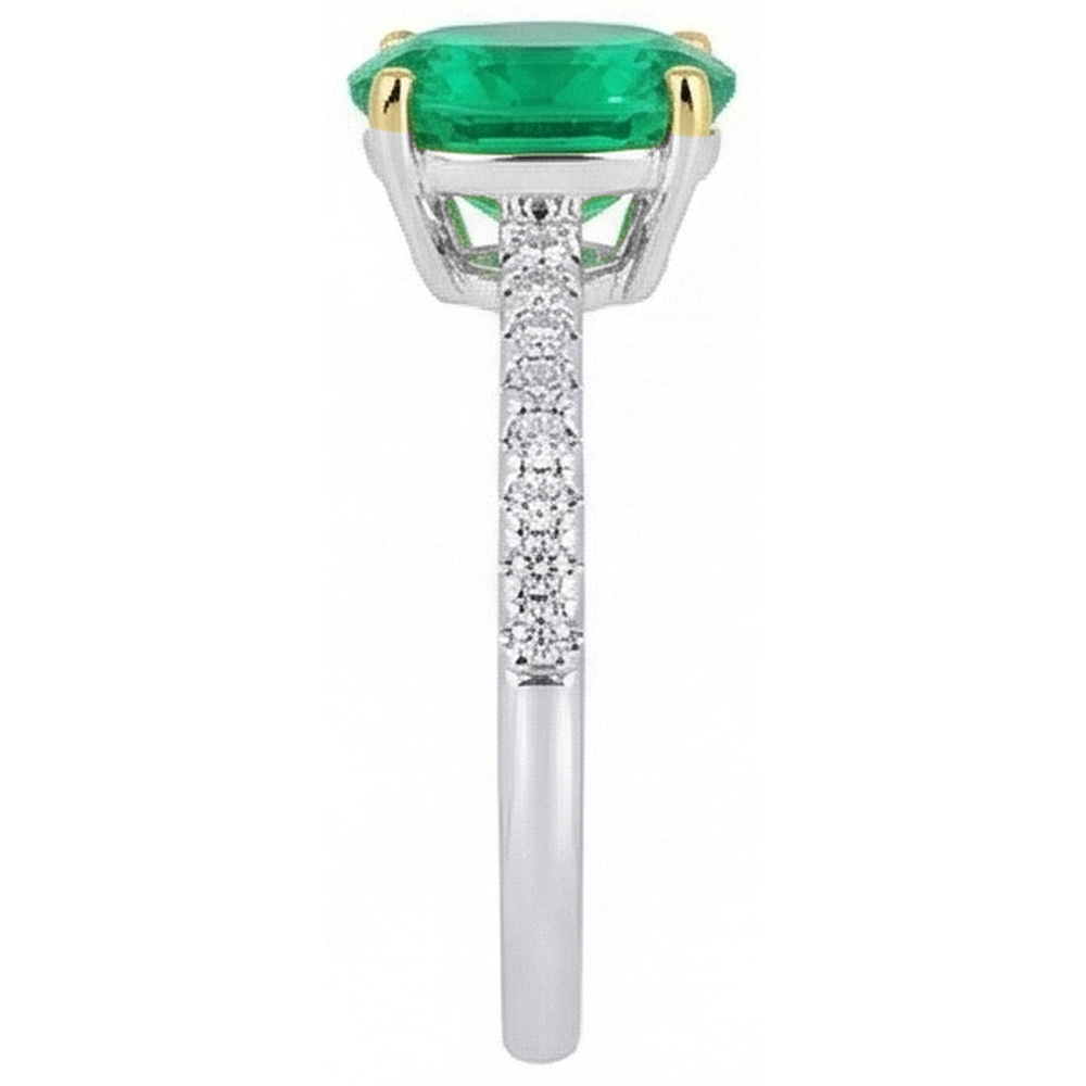 Shimmering Emerald Gemstone Ring 2 ct – profile view