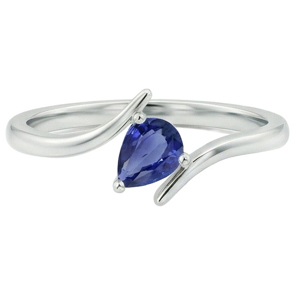 natural pear sapphire 2ct ring side angle