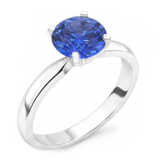 2 Carat Round Sapphire Engagement Ring