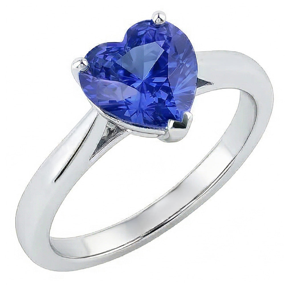 natural heart sapphire 2ct ring front view