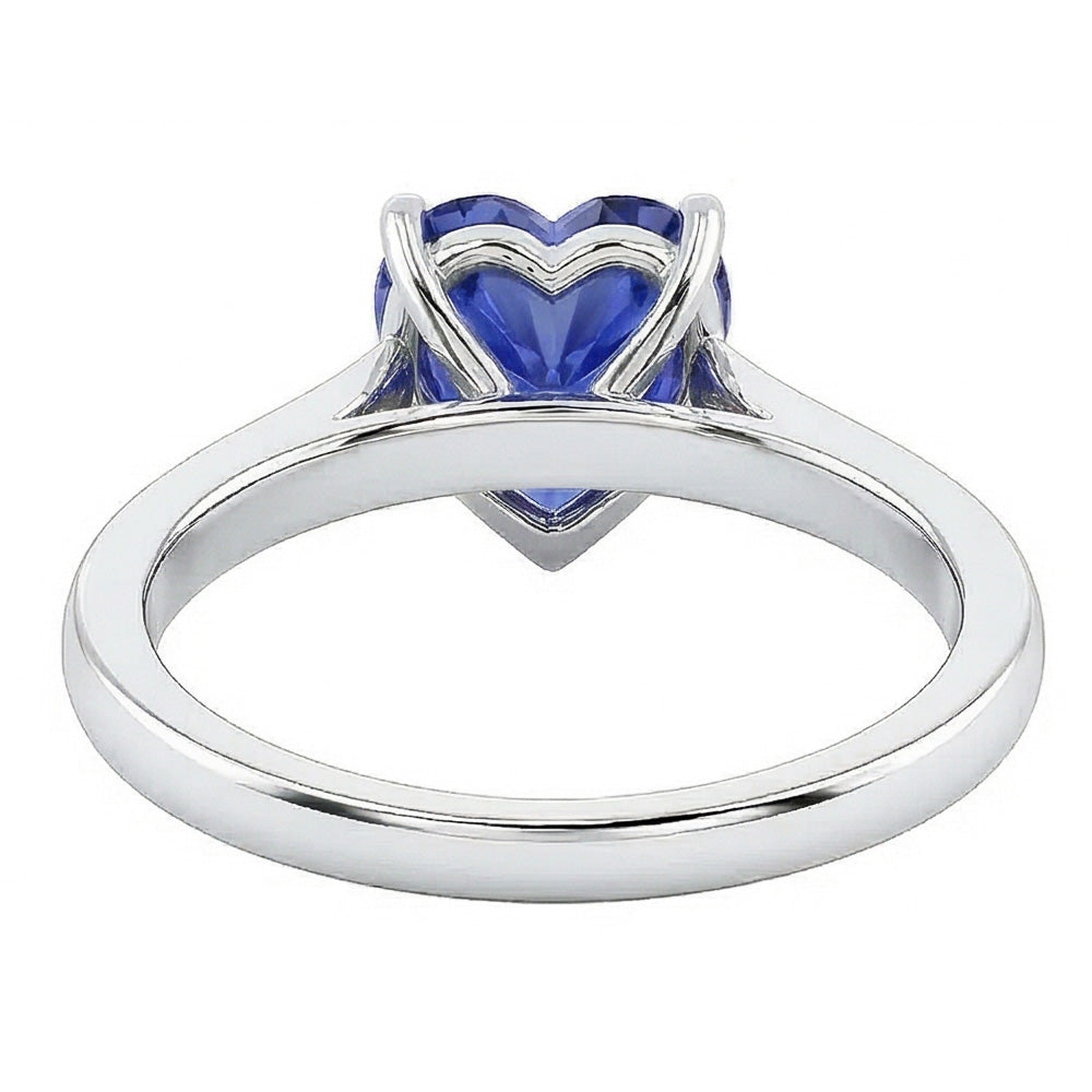 natural heart sapphire 2ct ring profile view