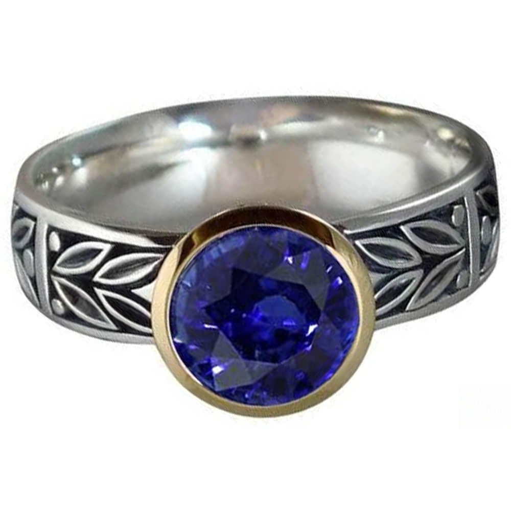 2 Carat Solitaire Ring Round Tanzanite AAA Antique Style Jewelry