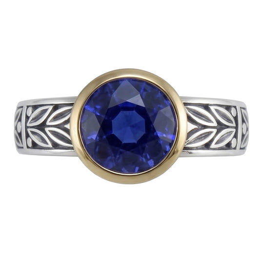 2 Carat Solitaire Ring Round Tanzanite AAA Antique Style Jewelry