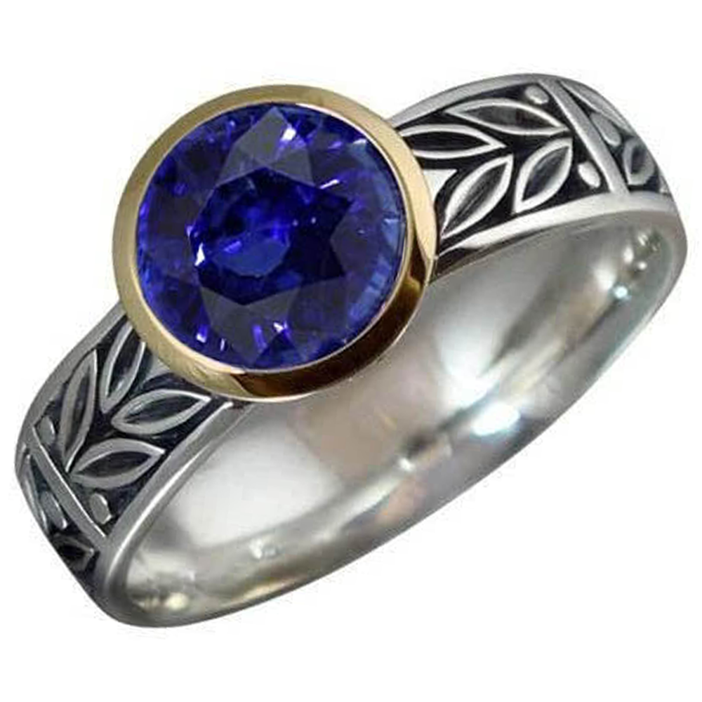 2 Carat Solitaire Ring Round Tanzanite AAA Antique Style Jewelry