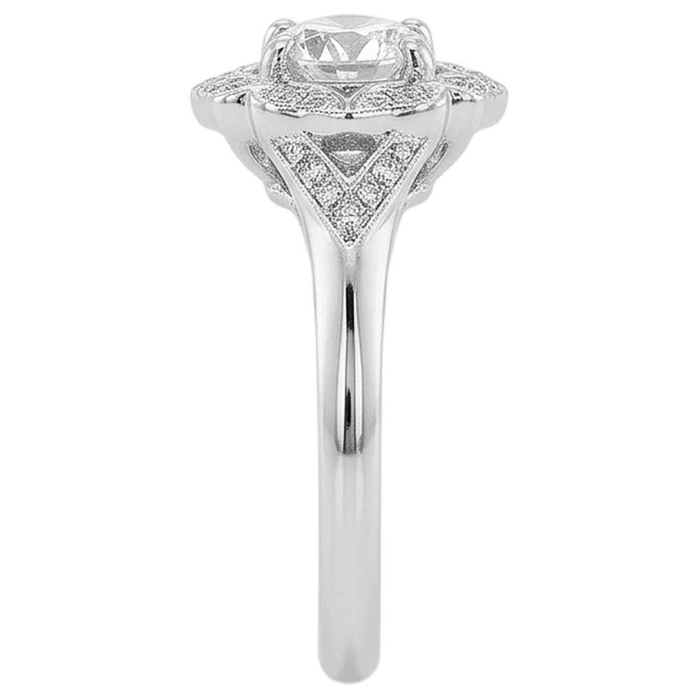 2 Carats Antique Style Round Natural Earth Mined Diamond ( Not Lab Grown )  Engagement Ring White Gold 14K
