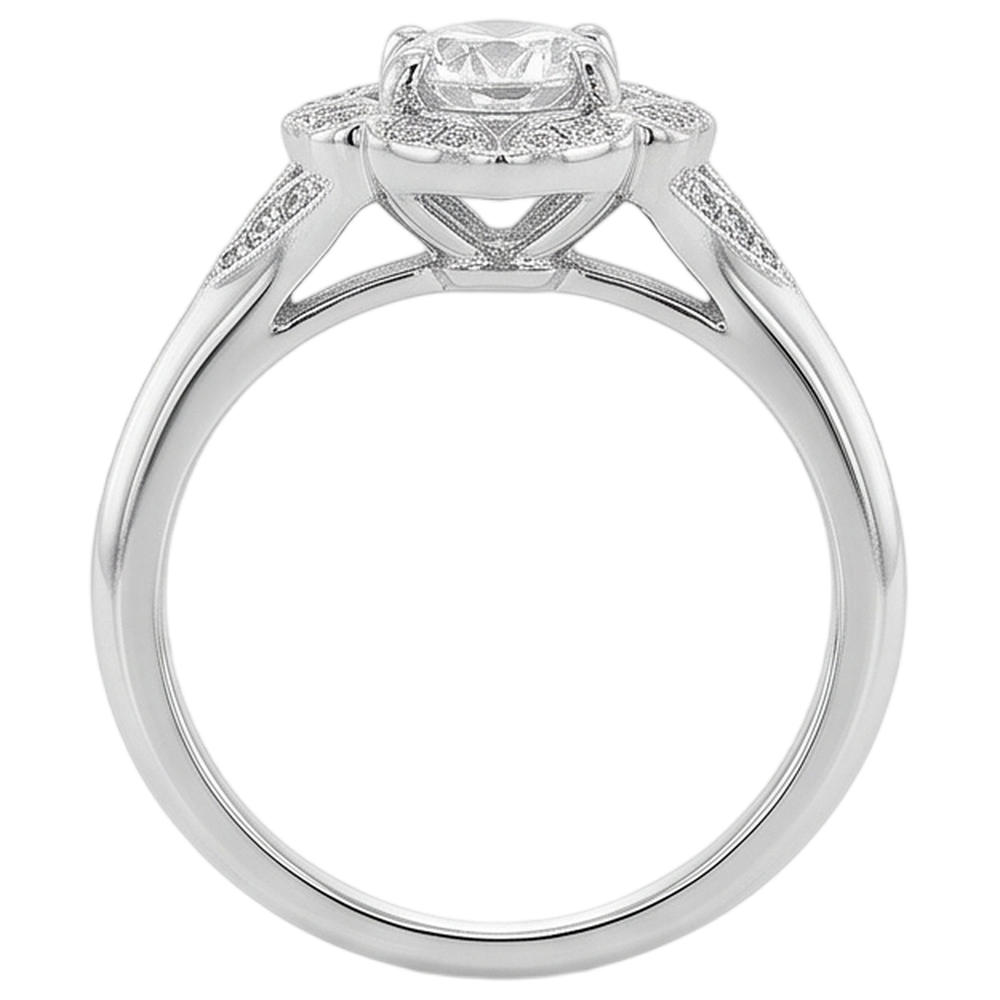 2 Carats Antique Style Round Natural Earth Mined Diamond ( Not Lab Grown )  Engagement Ring White Gold 14K
