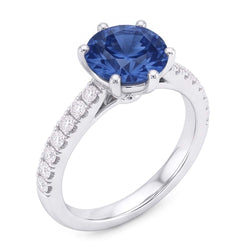 2 Carats Blue Natural Earth Mined Diamond ( Not Lab Grown )  Engagement Ring 6 Prong Gemstone
