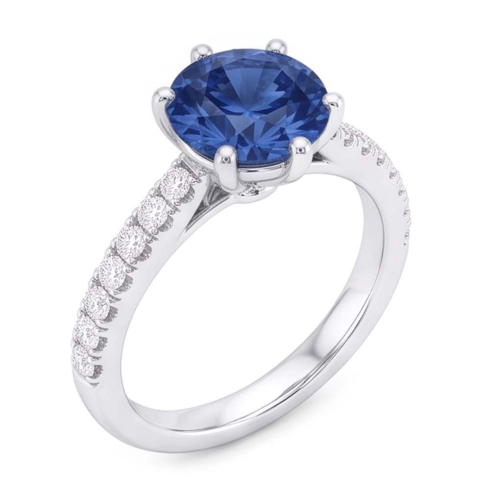 2 Carats Blue Natural Earth Mined Diamond ( Not Lab Grown )  Engagement Ring 6 Prong Gemstone