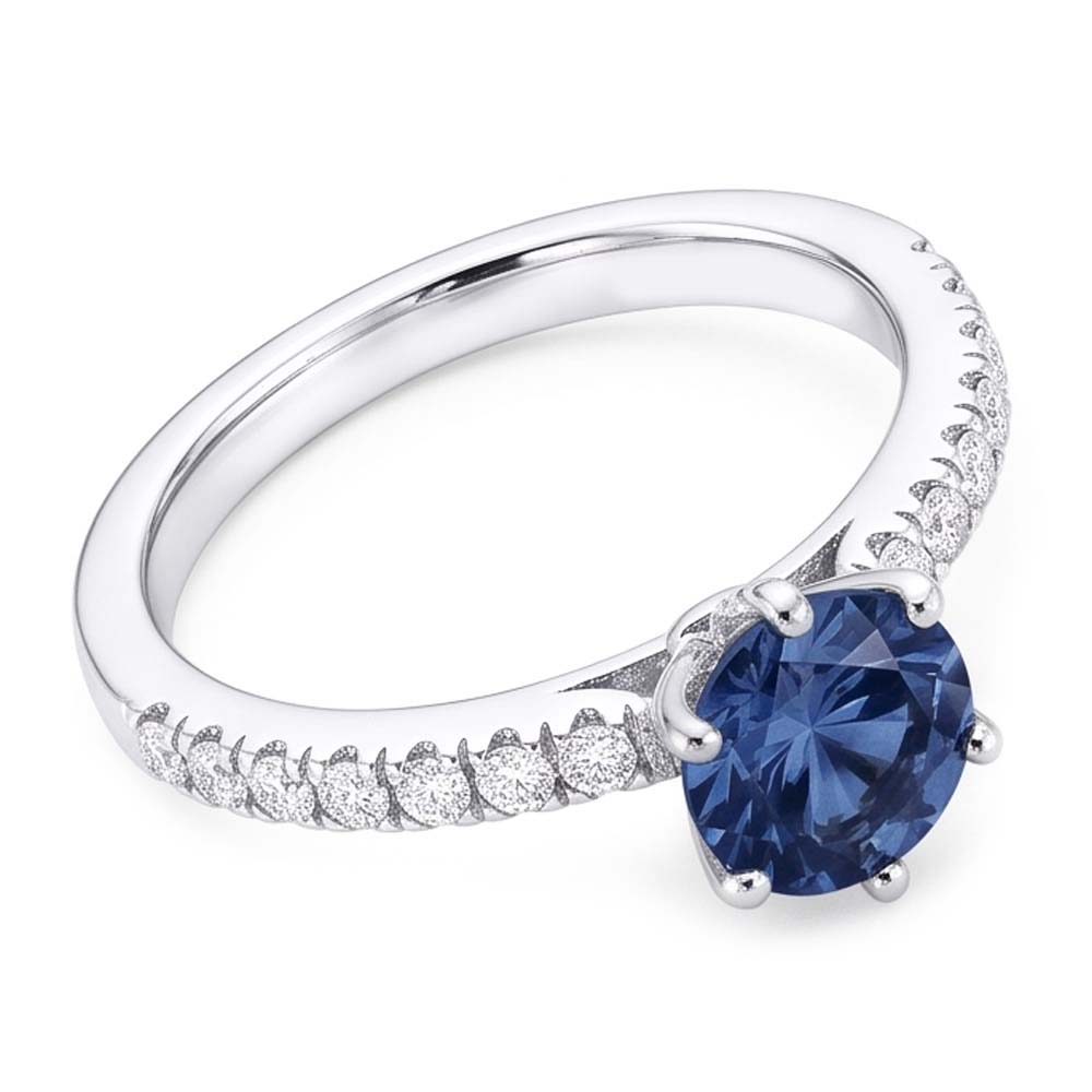2 Carats Blue Natural Earth Mined Diamond ( Not Lab Grown )  Engagement Ring 6 Prong Gemstone
