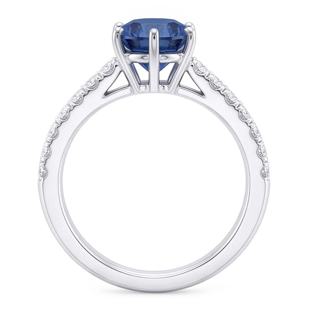 2 Carats Blue Natural Earth Mined Diamond ( Not Lab Grown )  Engagement Ring 6 Prong Gemstone