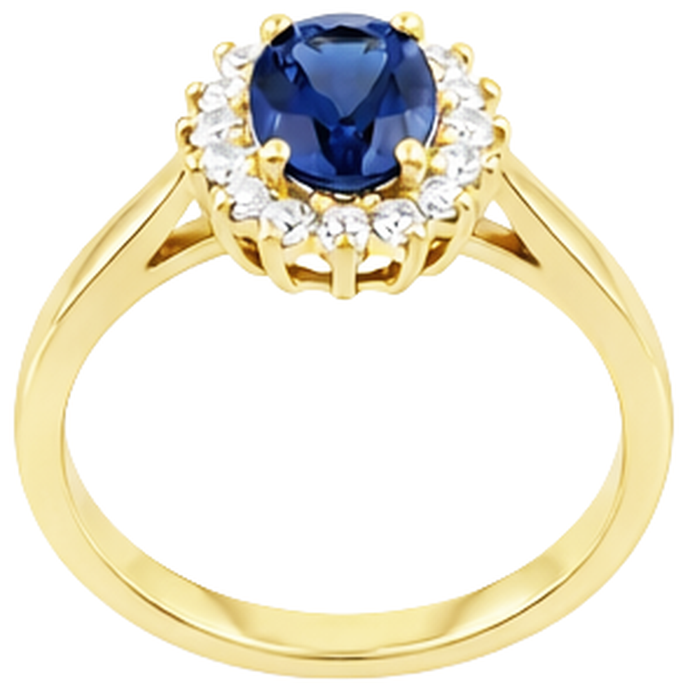 2 Carats Blue Tanzanite And Natural Earth Mined Diamond ( Not Lab Grown ) Wedding Ring Yellow Gold 14K