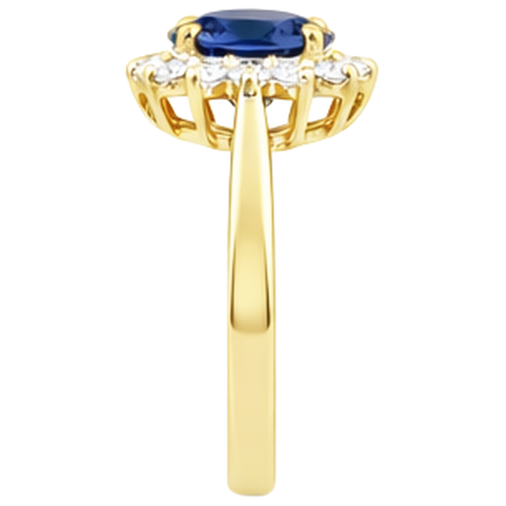 2 Carats Blue Tanzanite And Natural Earth Mined Diamond ( Not Lab Grown ) Wedding Ring Yellow Gold 14K