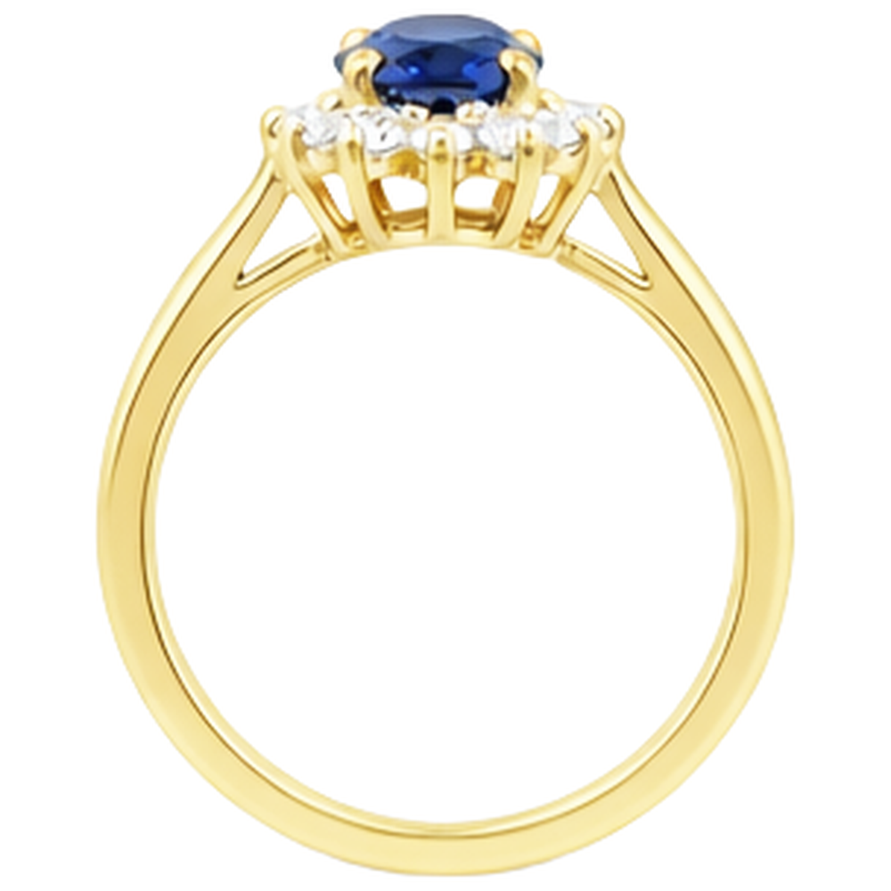 2 Carats Blue Tanzanite And Natural Earth Mined Diamond ( Not Lab Grown ) Wedding Ring Yellow Gold 14K