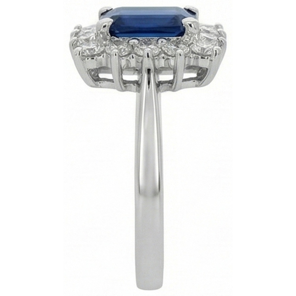 2 Carats Emerald Ceylon Sapphire And Natural Earth Mined Diamond ( Not Lab Grown )  Ring White Gold 14K