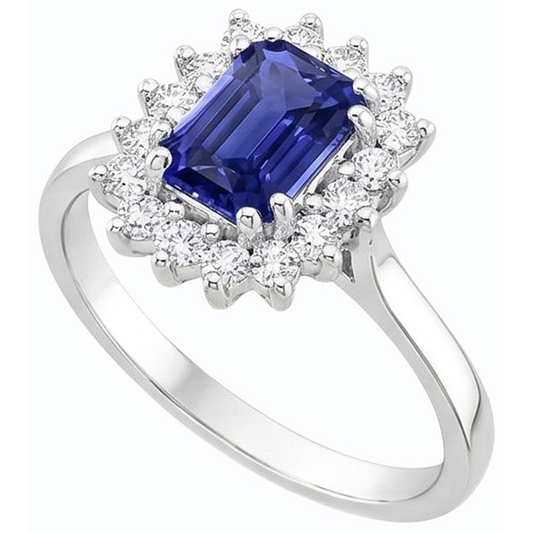 natural emerald sapphire 2ct ring front view