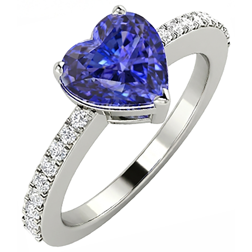natural round tanzanite 2ct ring side angle