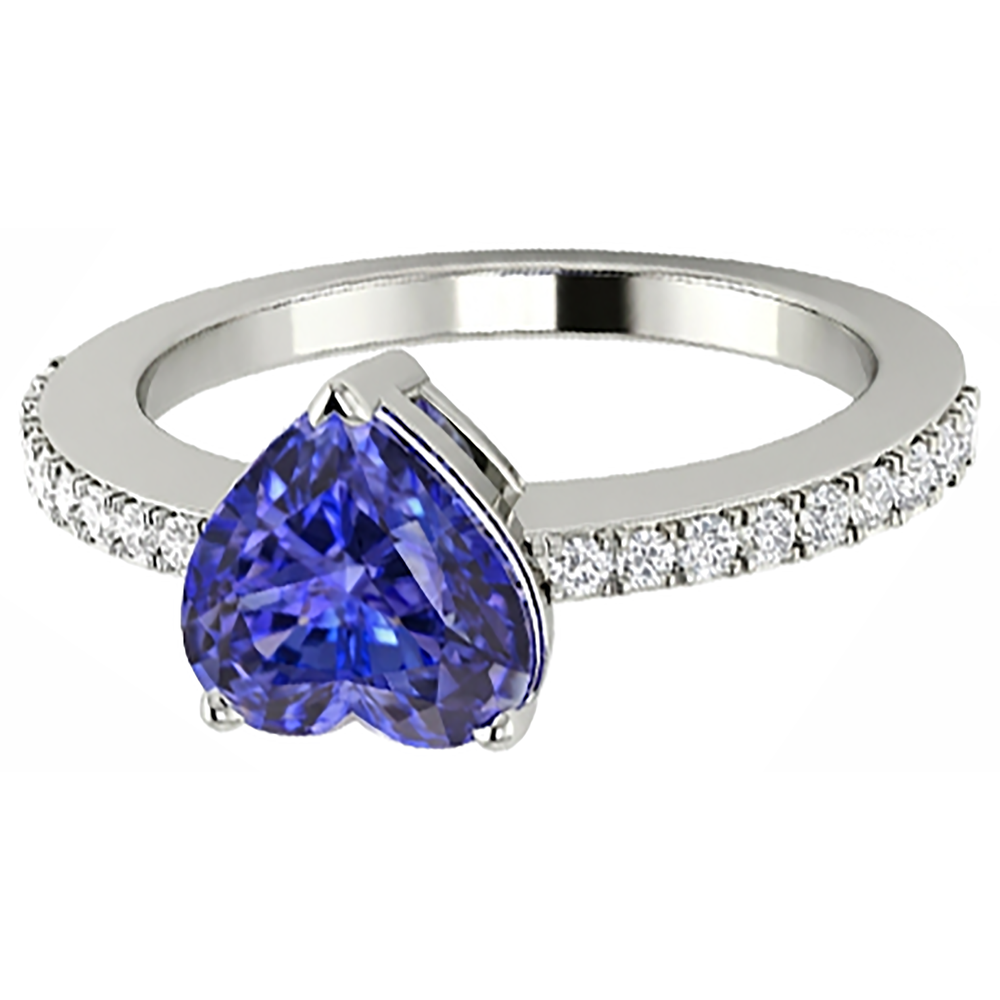 natural round tanzanite 2ct ring close up detail
