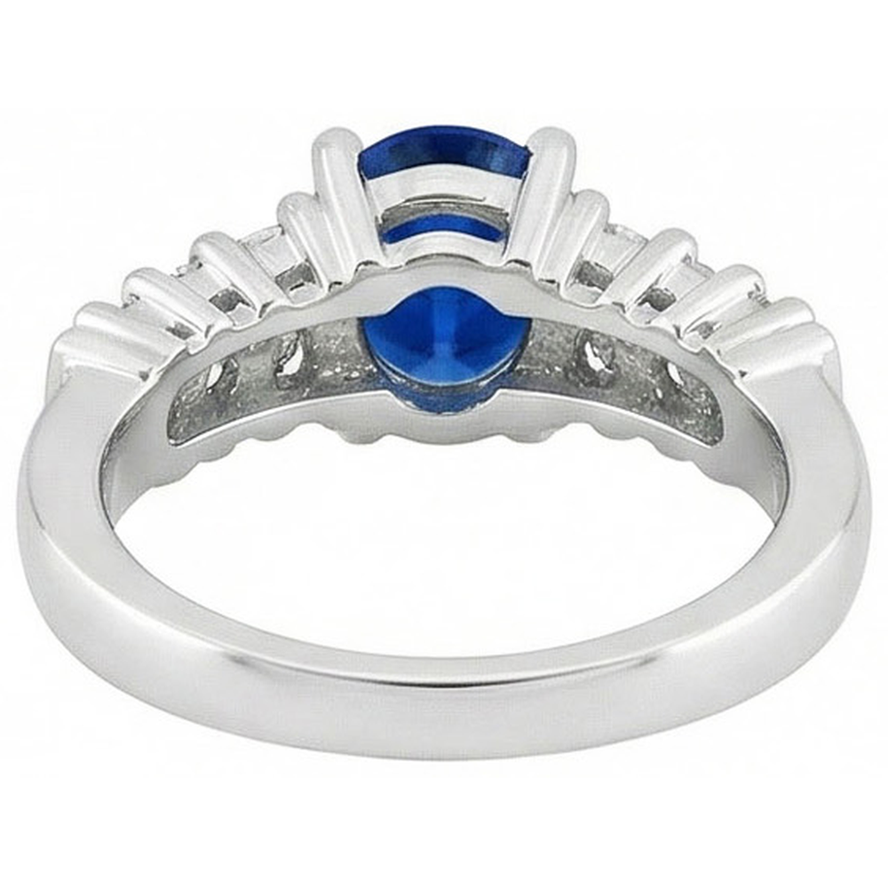 2 Carats Oval Cut Ceylon Blue Sapphire Ring White Gold Jewelry New