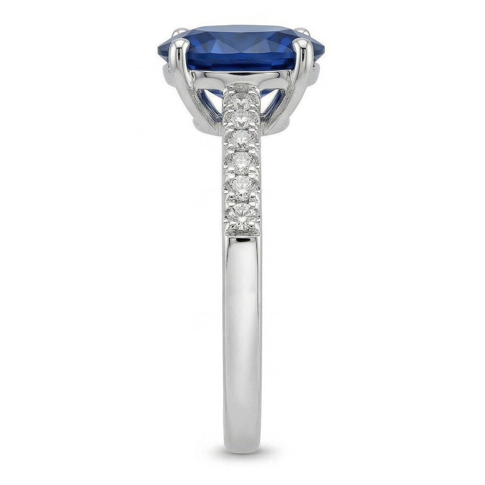 2 Carats Oval Sri Lanka Blue Sapphire Natural Earth Mined Diamond ( Not Lab Grown )  Ring White Gold 14K